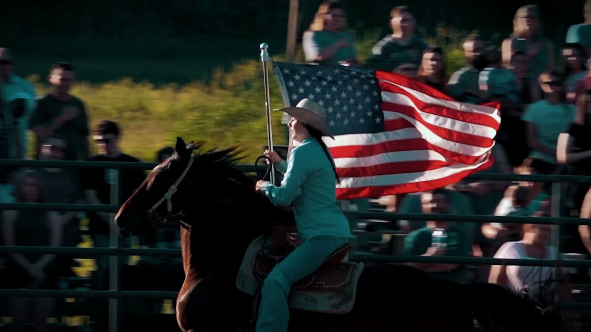 Flag salute under the arena lights