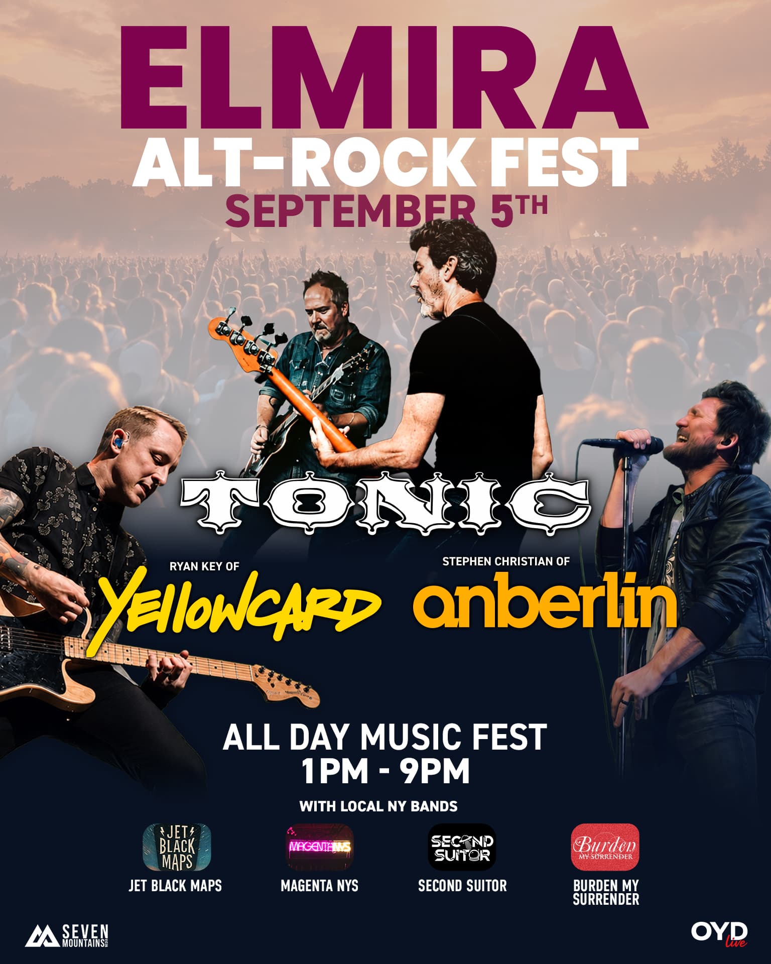 Elmira Alt-Rock Fest, Elmira NY — Tonic, Ryan Key of Yellowcard and Stephen Christian of Anberlin, September 5