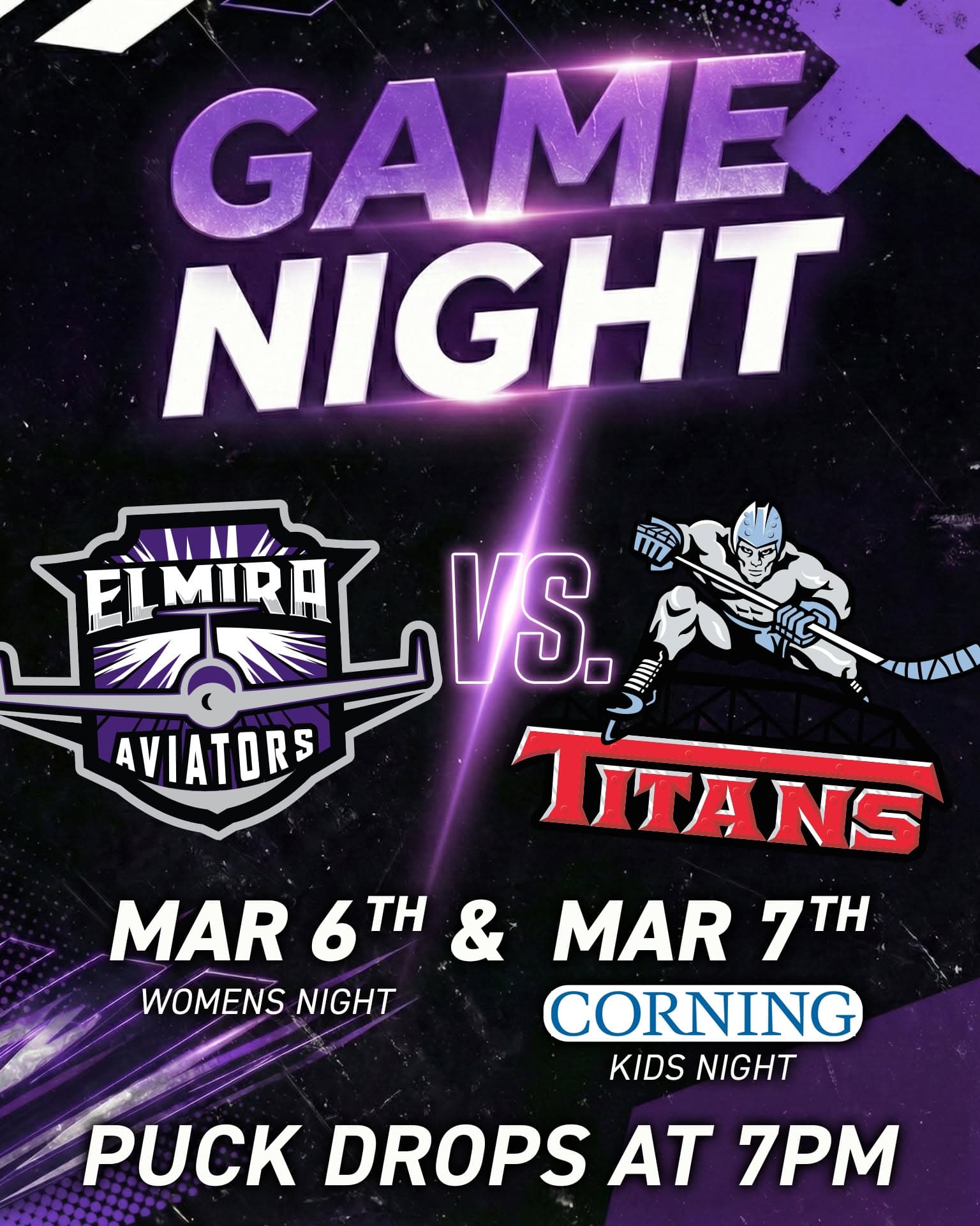 Elmira Aviators Hockey at LECOM Event Center — event poster